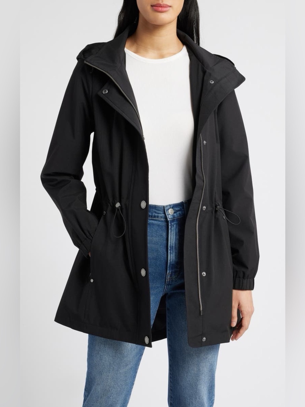 London Fog Black Hooded Utility Anorak Jacket for Women